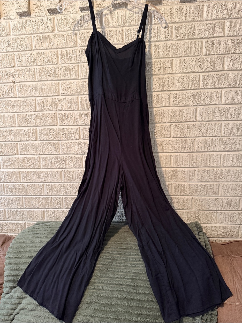 Hollister Black Flowing Wide-Leg Spaghetti Strap Jumpsuit
